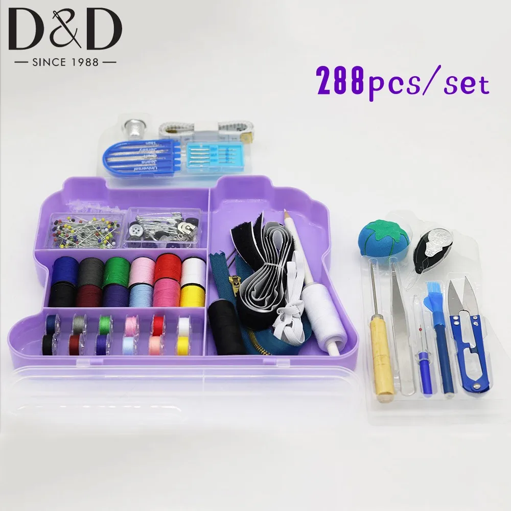 288Pcs/Set Portable Sewing Kit With Case Home Traveler Hand Sewing Kit Basic For Beginners Sewing Supplies