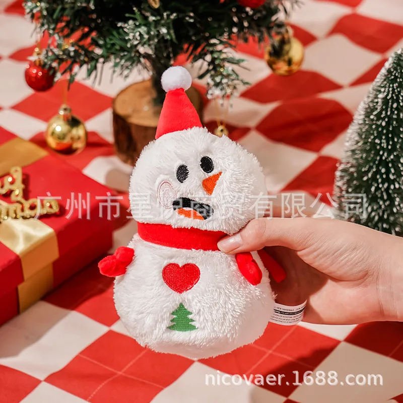 ของเล่นตุ๊กตาเสียงร้องสำหรับแมวและสุนัข ลายปักคริสต์มาส แบล็คฟรายเดย์ ตุ๊กตาหมีขนมปังขิง ตุ๊กตาหิมะ ต้นคริสต์มาส