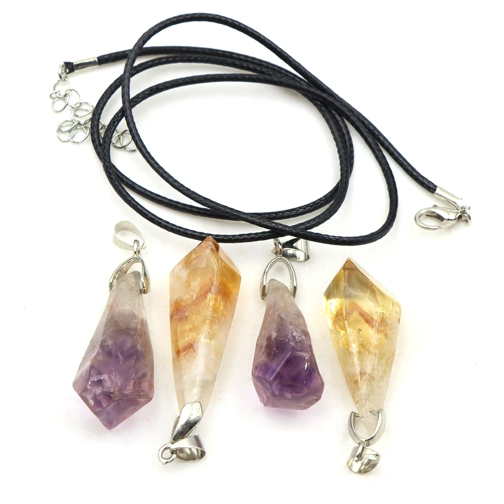 Pendentif à breloque Citrine naturelle, guérison irrégulière, pagode jaune, cristal Enegry, améthyste pour la fabrication de bijoux, collier de Yoga