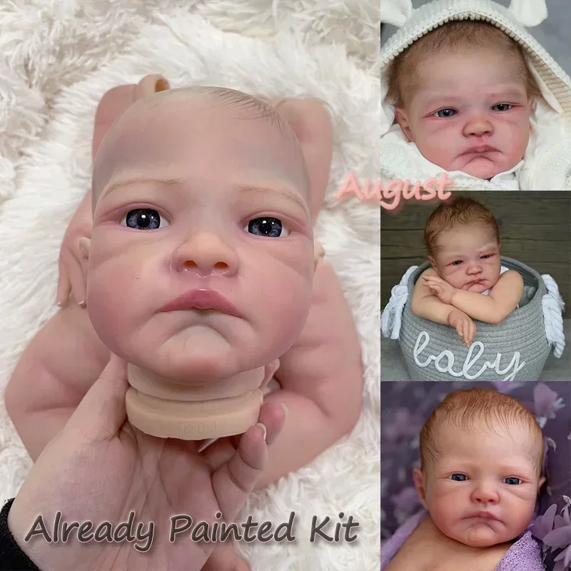 19inch Reborn Doll Kit August Awake Unfinished Already Paited DIY Parts with Cloth Body and Eyes