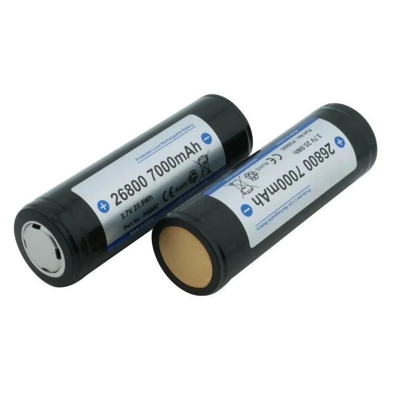 New 26800 3.7V 7000mAh Protected Li-ion Rechargeable Battery P2680C for Strong Light Flashlight A-grade Battery Cell