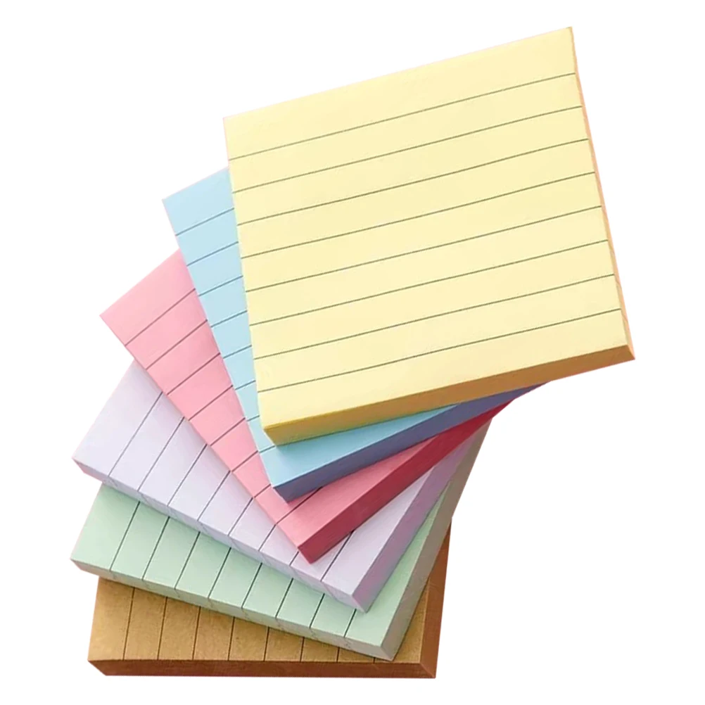 

6pcs Colorful Striped Self Adhesive Memo Pads for Office Home School Wall Smooth Writing Colored Notebooks