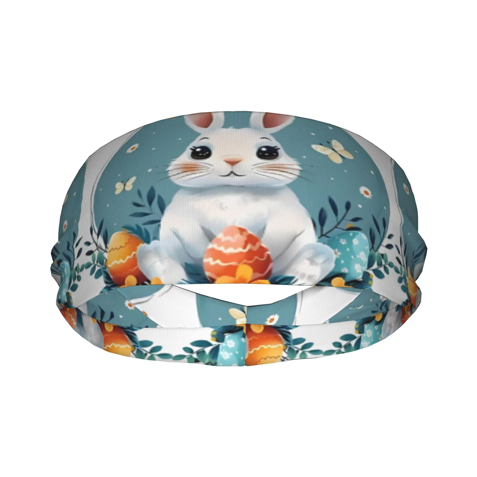 

Повязка на голову с принтом пасхального кролика и яйца, впитывающая пот, спортивная повязка для волос для бега, йоги, фитнеса, эластичная, нескользящая, праздничная, унисекс