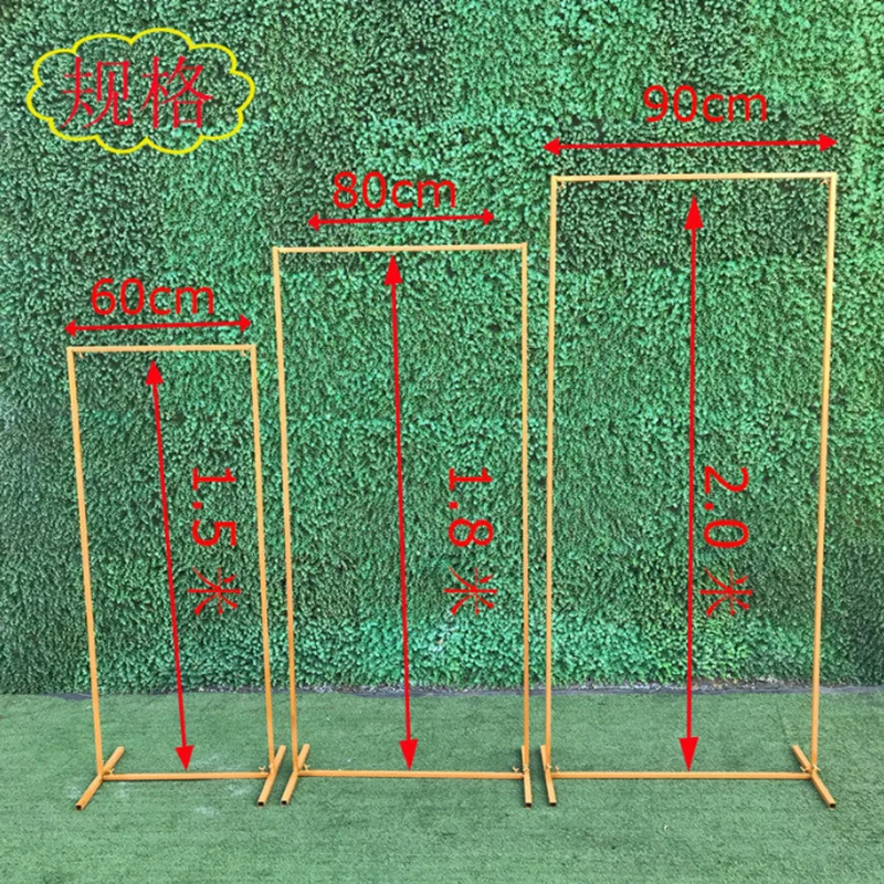 Wedding Arches Iron Pipe Long Square Shaped Flower Stand, Stage Props Background, Artificial Flower Frame, Party, 1Set 3Pcs