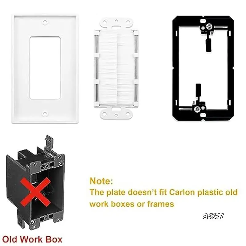 

Brush Wall Plate Single Brush Wall Plates Single Gang Cable Access Strap Decorator Cover For Low Voltage Cables