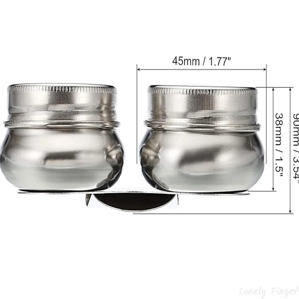 Palette Cups, Paint Pot Container Cup with Lid and Clip Double Dippers Stainless Steel for Oil Painting, Silver