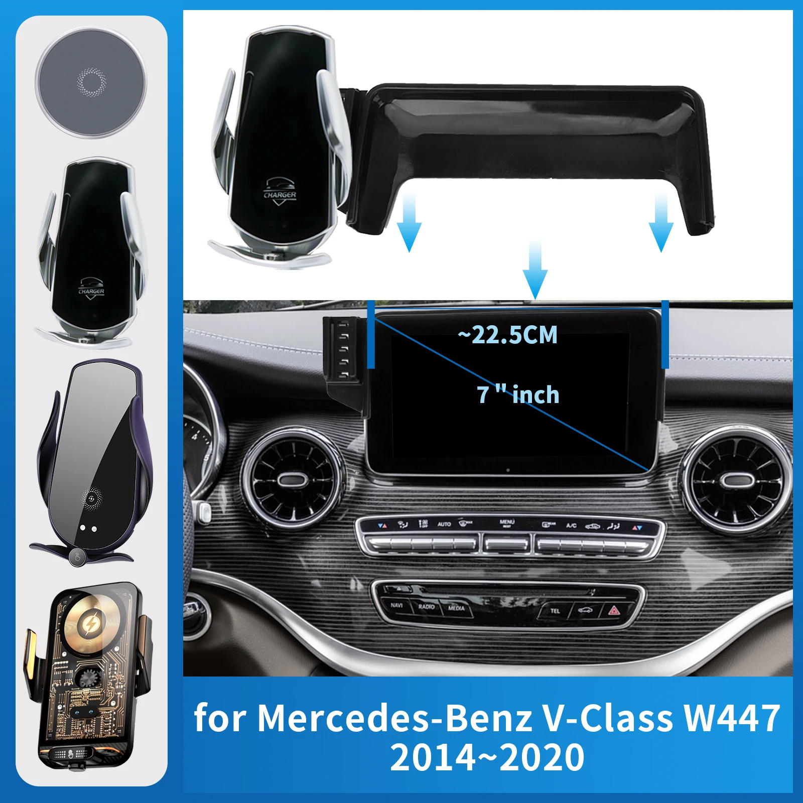 

Car Phone Holder for Mercedes-Benz V-Class W447 2014~2020 Charging GPS Bracket Navigation Stand Auto Accessories