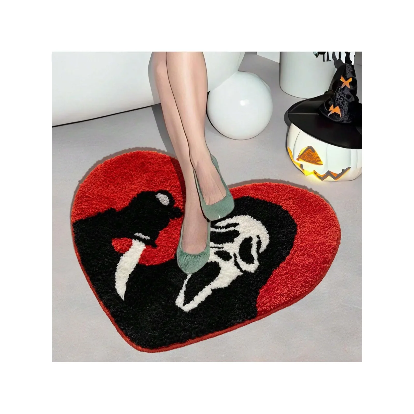 Nightmare Christmas Bath Mat Ultra Soft Absorbent Skull Rug Non Slip Backing Unique Red Black Halloween Decor Bathroom Washable