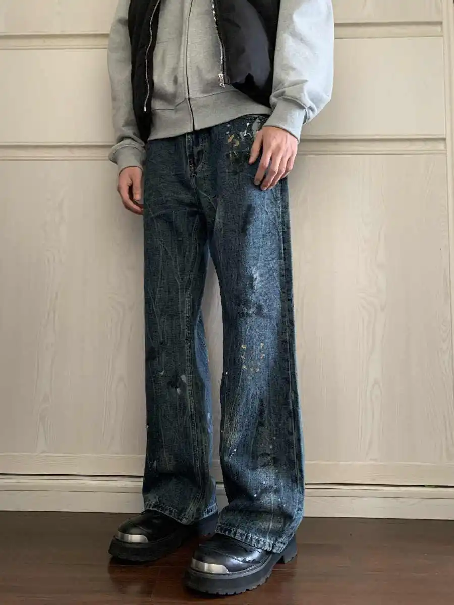 

Women Dark Blue Y2k Baggy Ripped Jeans Harajuku Vintage Denim Trousers Japanese 2000s Style Oversize Grunge Jeans Pants Clothes