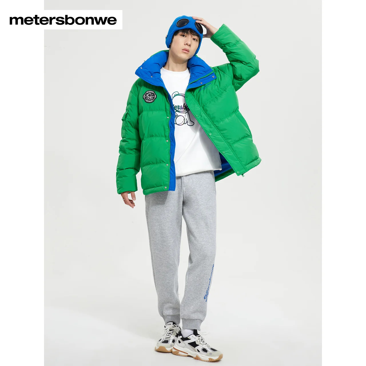 Metersbonwe Men's Simple Down Jackets, Joker Style, Casual Thick Warm Wear, Stand Collar, Loose Outwear, Winter, New, 22