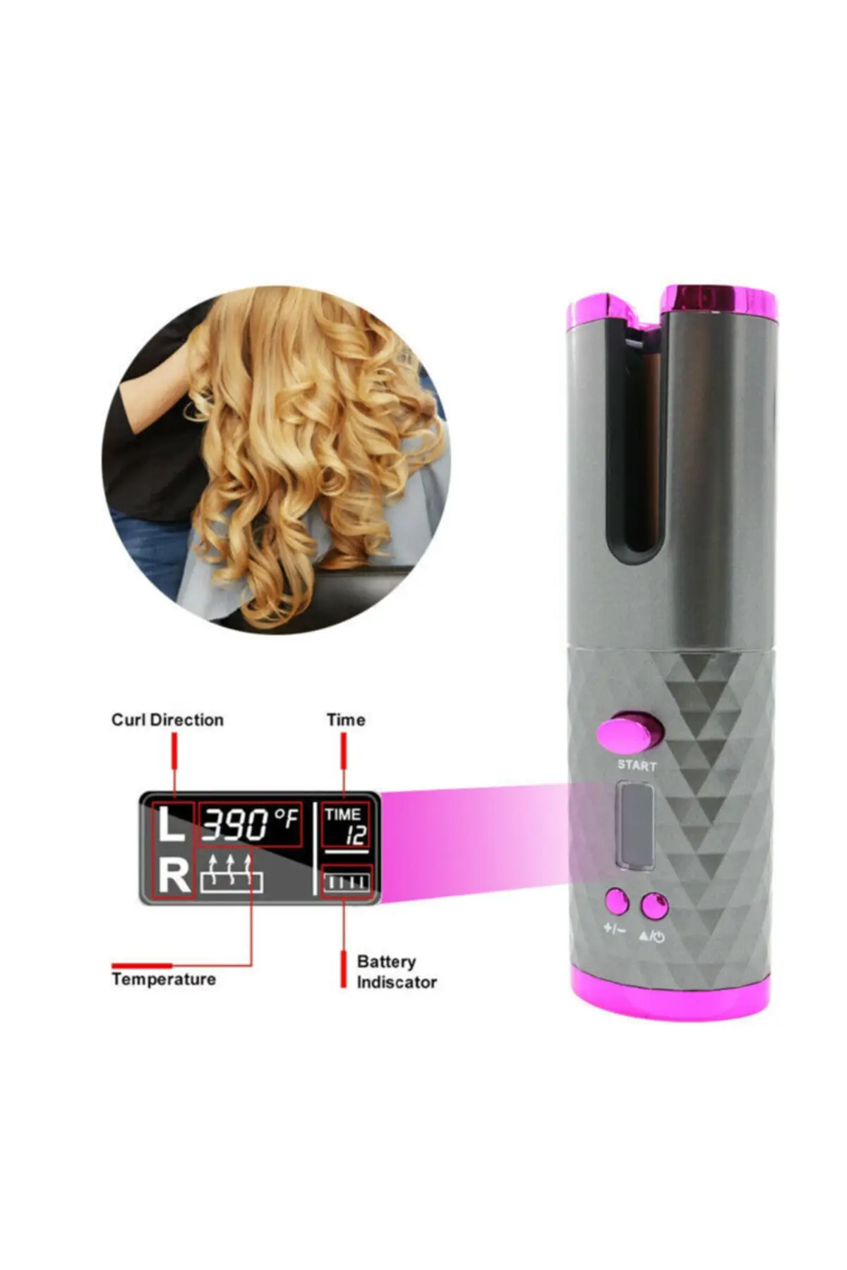 Alat Pengeriting Rambut Otomatis Isi Ulang Nirkabel Pembentuk Aleti Rambut Keriting