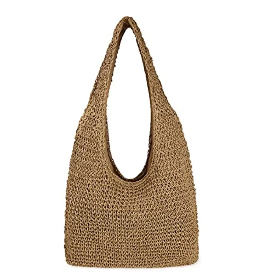 

Women Large Straw Beach Bag Handmade Woven Shoulder Bags Hobo Tote Handbag Purse for Summer