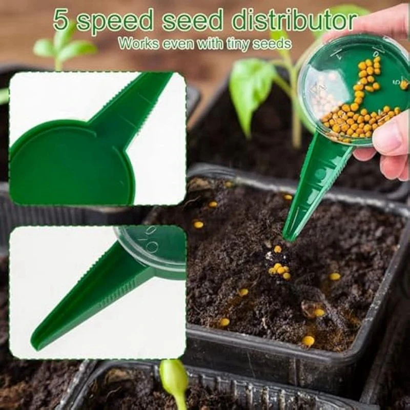 Мини-набор садовых инструментов: 6 шт. разбрасыватель семян с Dibber, Widger и ручной сеялки для эффективного посадки