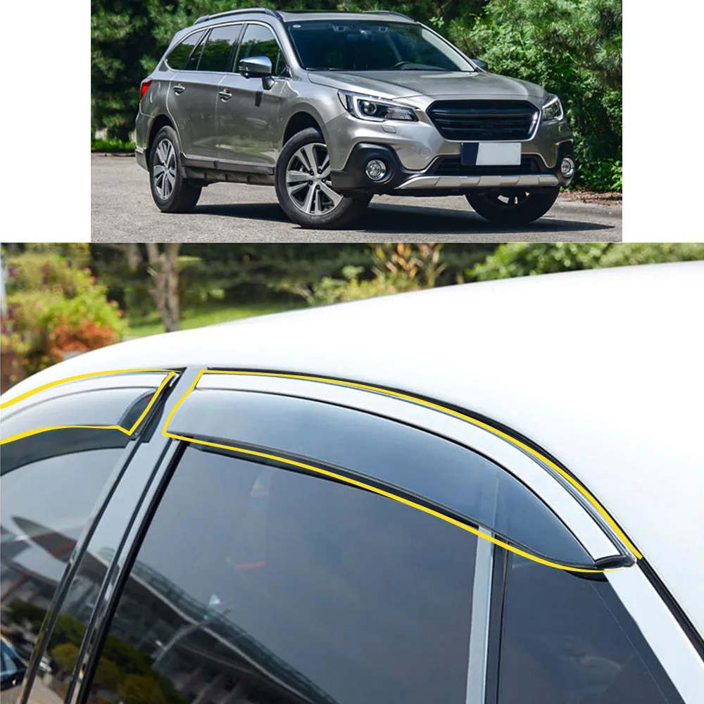 Car Body Styling Sticker Plastic Window Glass Wind Visor Rain/Sun Guard Vent For SUBARU Outback 2015 2016 2017 2018 2019 2020