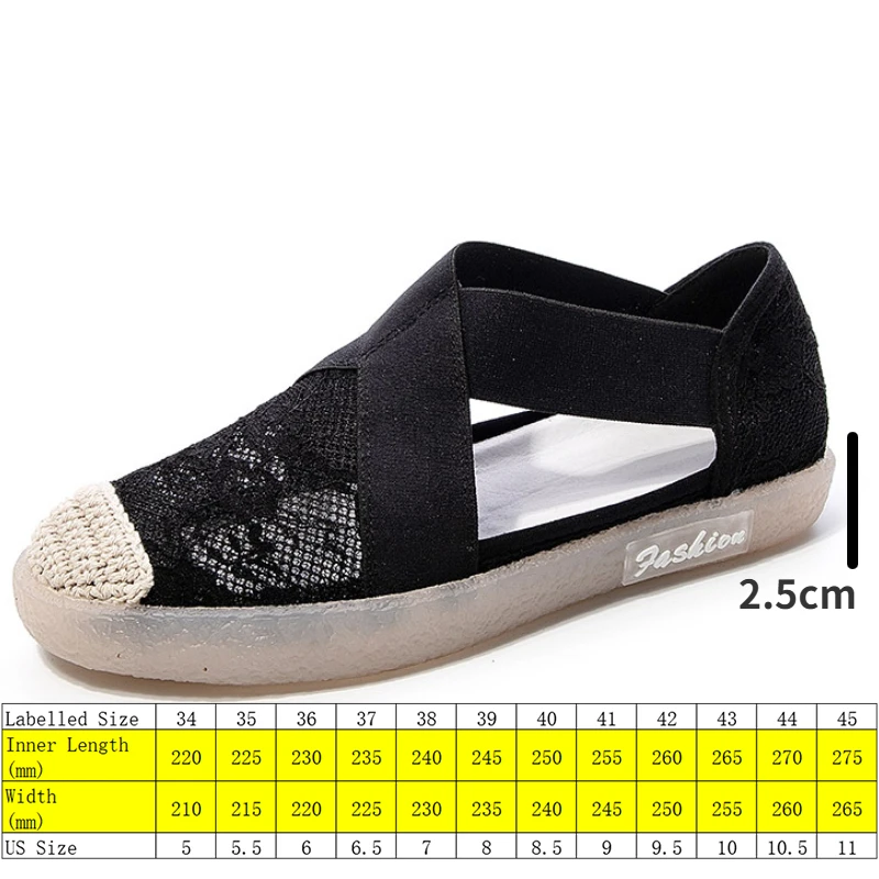 Koznoy 2.5cm New Air Mesh Lace Hollow Summer Lightweiget dobrze dopasowane przytulne wygodne elastyczne wyprofilowane mokasyny sandały buty