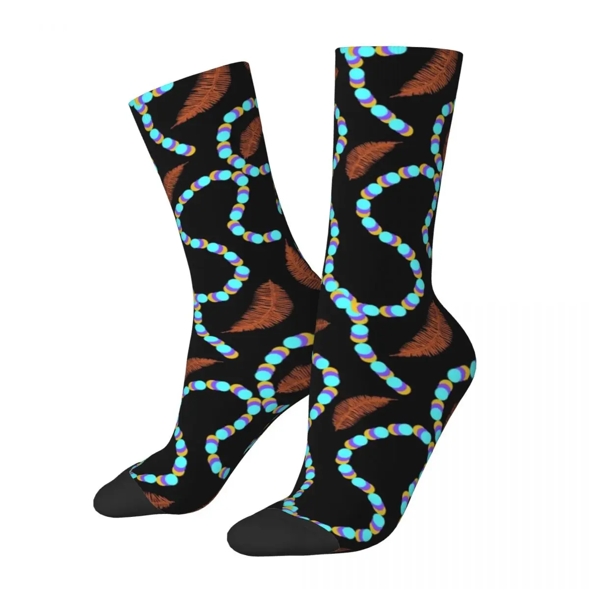 Bright Beads Print Socks Falling Leaves Trendy Stockings Winter Anti Sweat Female Socks Soft Design Outdoor Socks