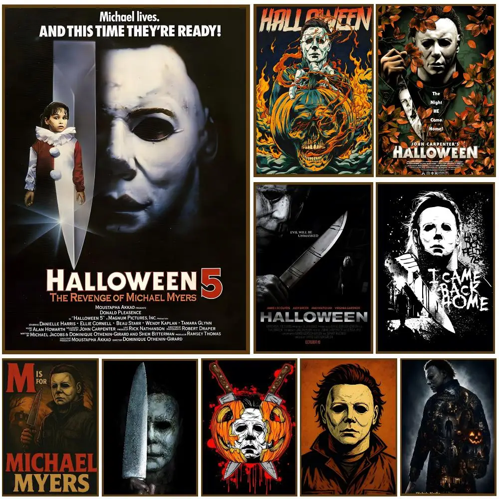 Character Movies M-Michael Myers Poster Self-adhesive Living Room Bedroom Party Bar Decor Moisture-proof Fade-resistant HD