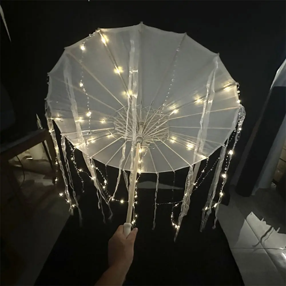 Sombrilla LED de papel encerado y seda – Estilo japonés hecha a mano - imagen 5