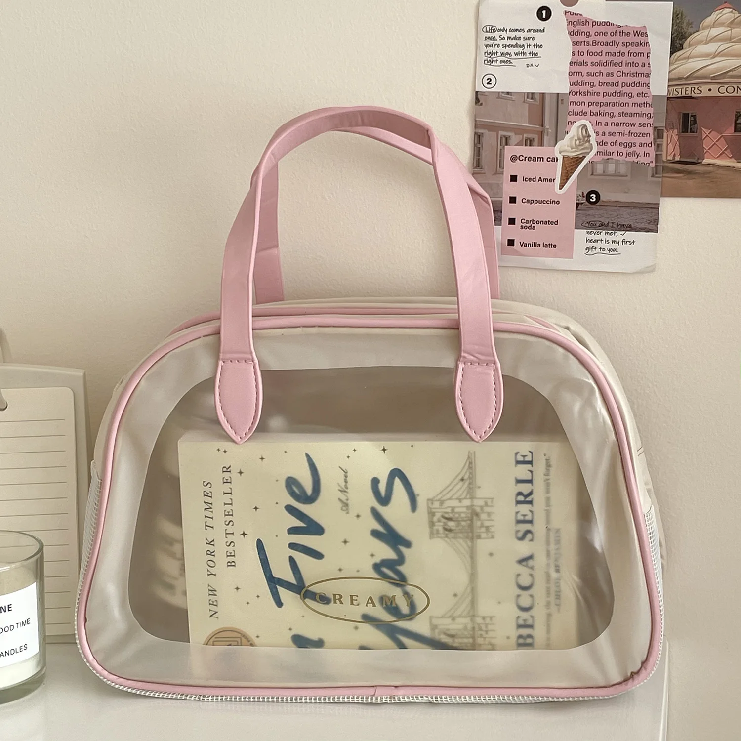 Women's Cosmetic Bag Dry And Wet Separation Makeup Bag Transparent Double Zipper Toiletry Bag Storage Bag Trousse A  Maquillage