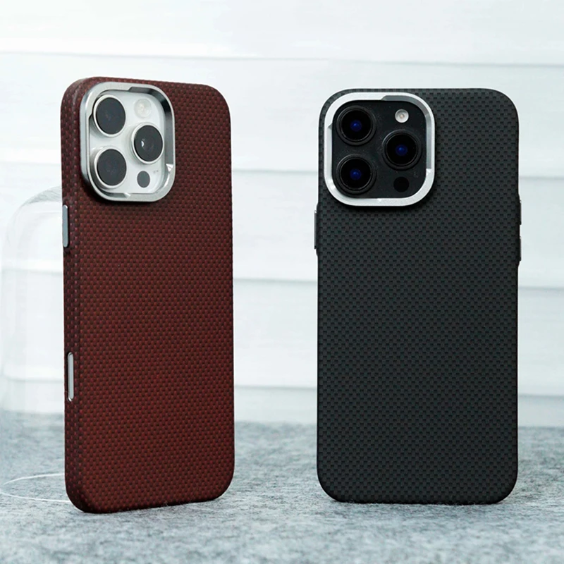 

Ultrathin Kevlar Carbon Fiber Texture MagSafe Phone Case for iPhone 16 16pro max 15 Pro 14 Wireless Charging Matte Hard PC Cover