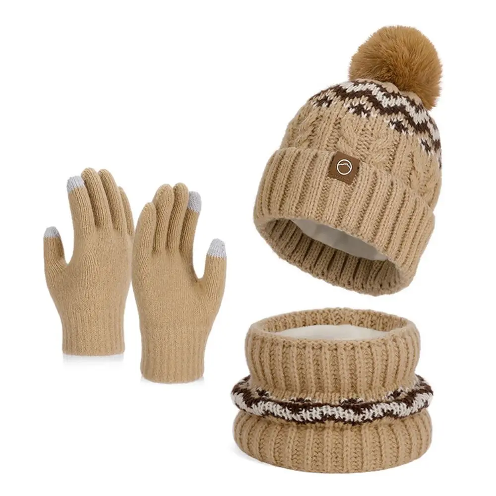 3 قطعة/المجموعة أزياء الشتاء الدافئ قبعة وشاح قفازات حماية الرقبة محبوك قبعة لينة يندبروف قبعة صغيرة في الهواء الطلق #2