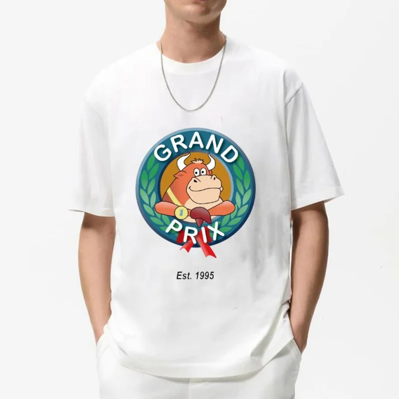 Grand Prix masculino logotipo Vaquilla verão camiseta, pesado camiseta extragrande, camiseta engraçada de algodão, moda manga curta