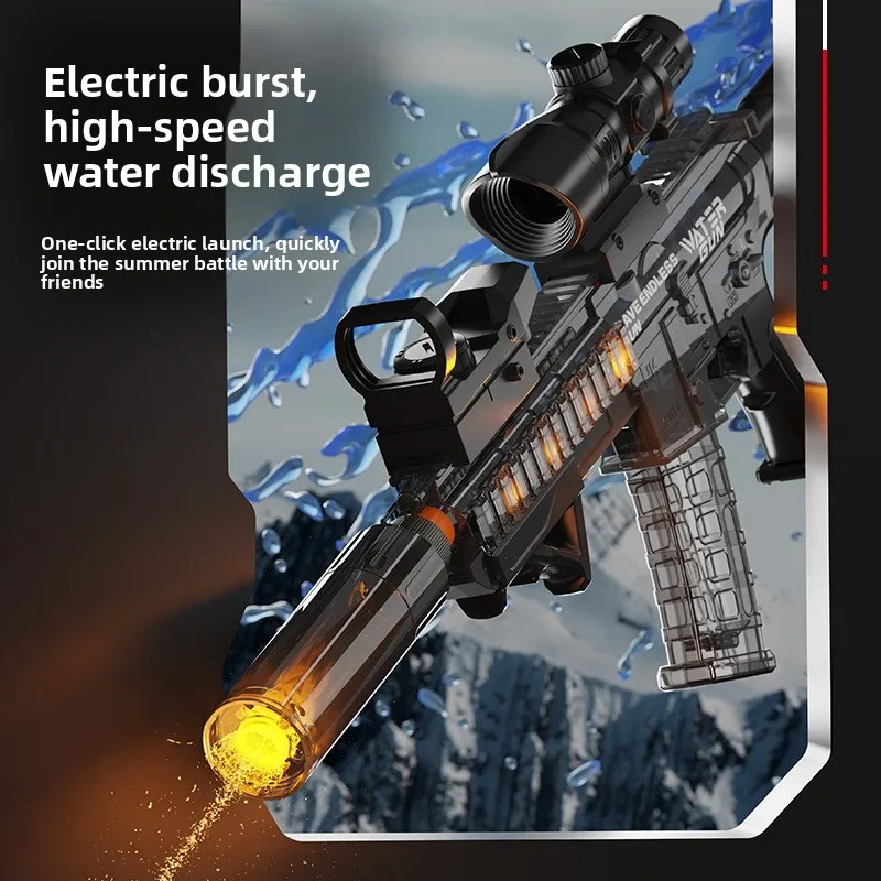 High Pressure M416 Electric Water Gun Toy LED Automatic Rifle Shoot Sight Water Spray Blaster Outdoor Summer Toy for Adult Boy view 3