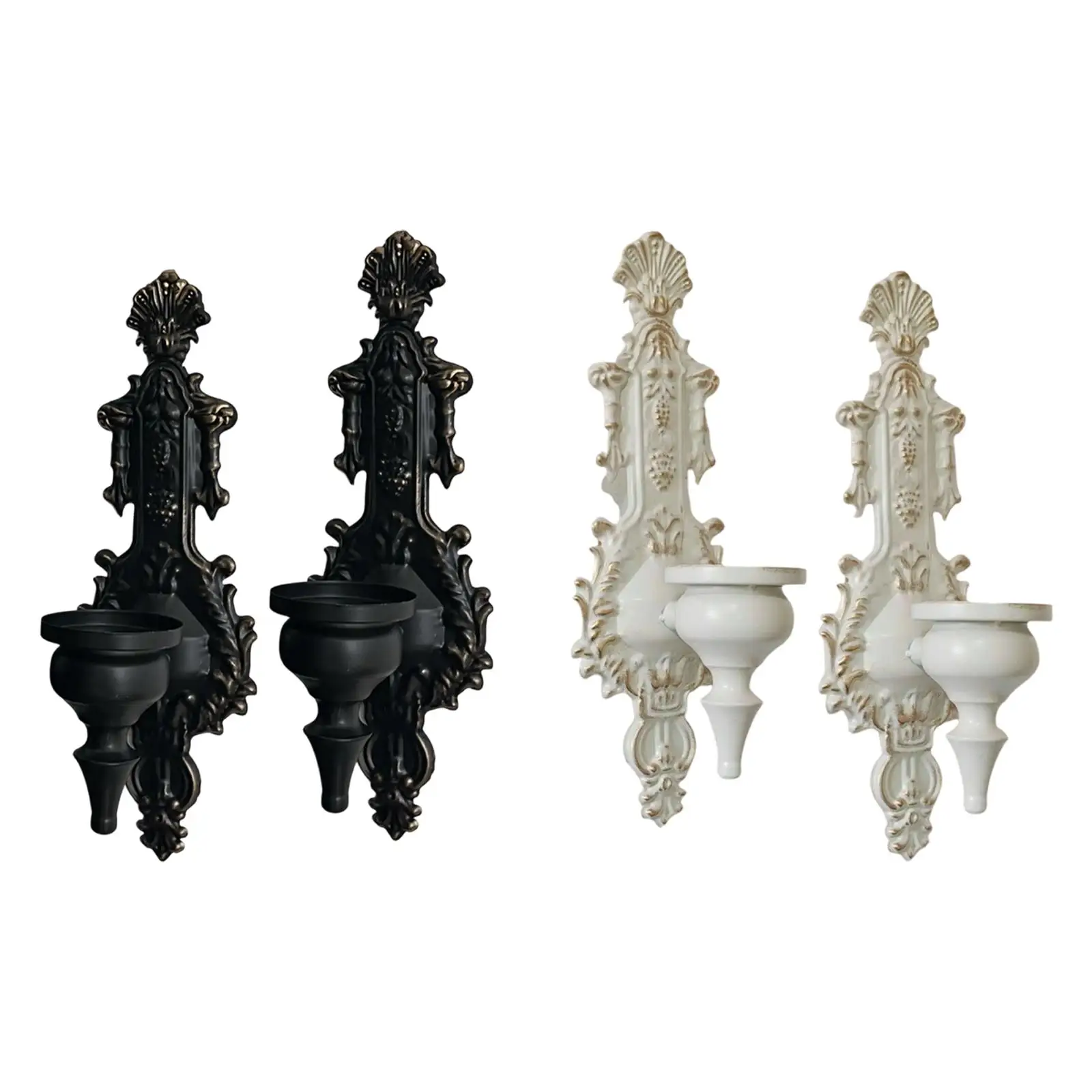 2x شمعدان هدايا حامل شموع مزخرف زخرفة حديدية مثبتة على الحائط للمنزل والزفاف والمدفأة والمهرجانات قطعة مركزية للطاولة