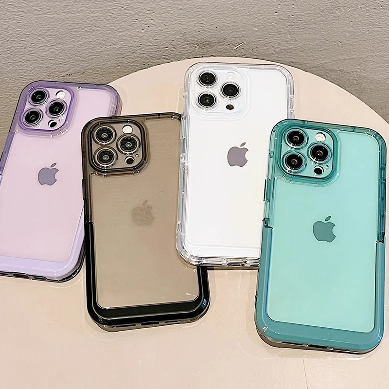 Einfache Bonbonfarbene Faltbare Halterung Hülle für iPhone 16 18 Pro Max 17 15 14 13 12 11 Transparente Stoßfeste TPU-Rückseite – Detail 13