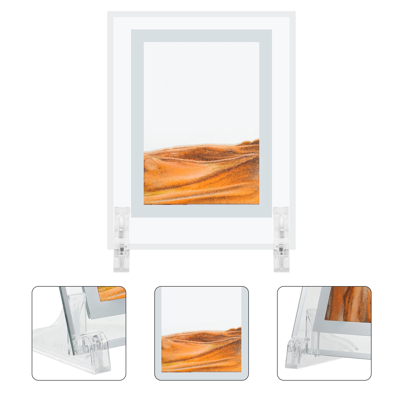 Ornamenti per pittura con sabbie mobili 3D Decorazioni per il desktop Display con sabbia fine Ornamento antistress Arancione