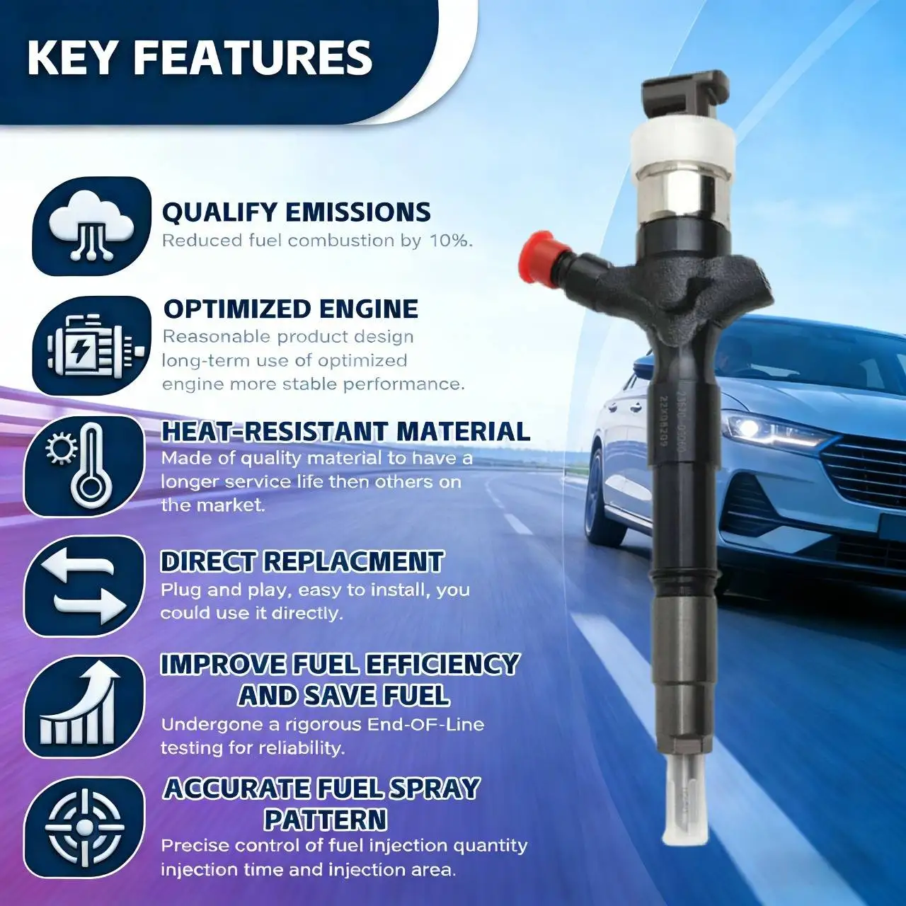 095000-6710 095000-7440 095000-7450 23670-30120 23670-30230 Fuel Injector for Toyota Dyna Land Cruise 3.0 1KD-FTV D-4D Euro 4