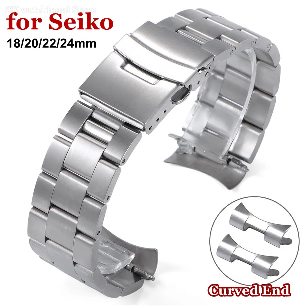 Solid Stainless Steel Watch Strap for Seiko 5 SKX009/007 for Jubilee Curved End Watch Bracelets Metal 20mm 22mm Watchband Belts
