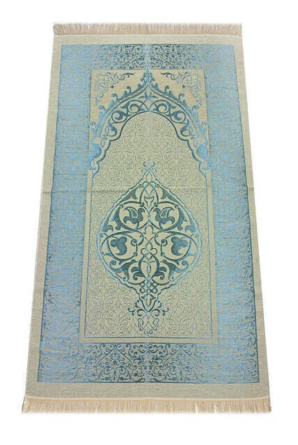 

Luxurious Light Ottoman Taffeta Prayer Rug Blue Sheet of Muslim Islamic Prayer Mat Holy Quraan Islamic Mats