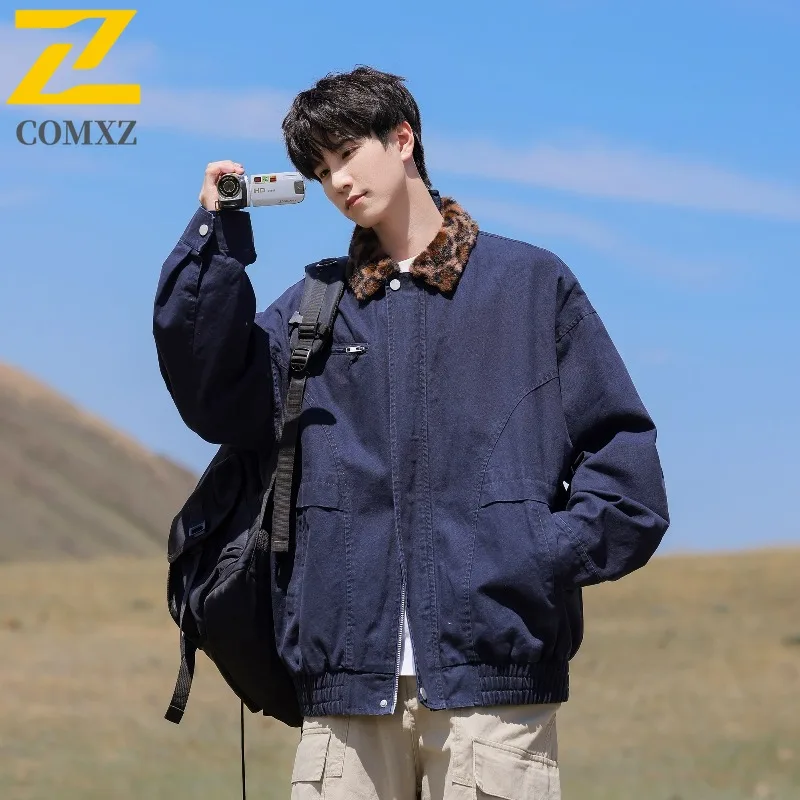 

COMXZ хлопковая мужская одежда, куртки, свободные ретро корейские дышащие уличные ветровки для рыбалки, кемпинга, дорожная куртка высокого класса