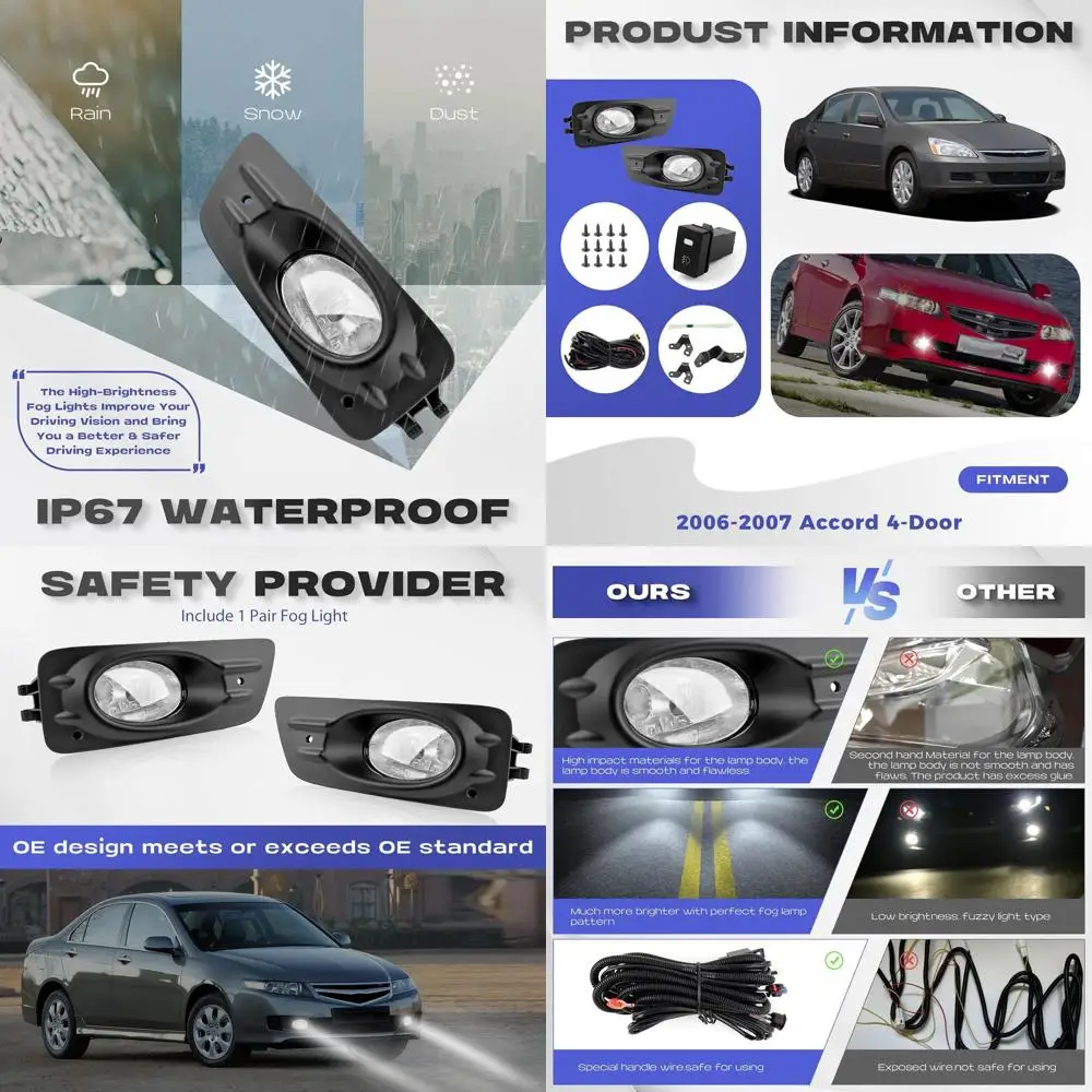 

4-дверные прозрачные противотуманные фары Accord 2006-2007 годов с жгутом проводов и комплектом переключателей