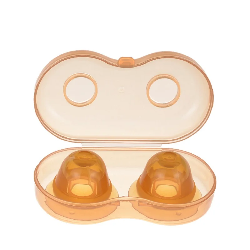 2Pcs Yellow Nipple Corrector for Flat Inverted Nipples for Breastfeeding Mother or Women Silicone with Clear Case