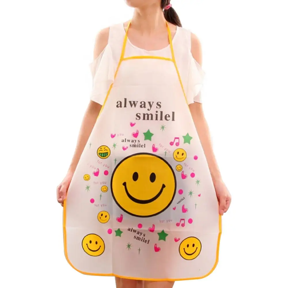 70x50cm Cute Kitchen Household Adult Antifouling Apron Sleeveless Waterproof PVC Cartoon Printed Women Aprons Cleaning Accessory