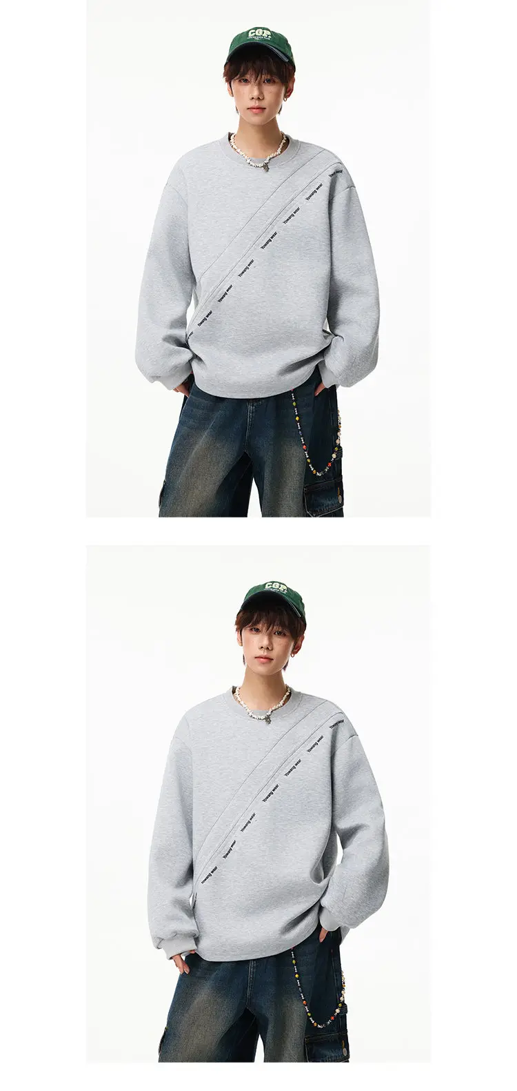 LUZHEN 2026 Autumn New Stripe Printed Loose Round Neck Casual Sweater Pullover Men's Fashion Korean Long Sleeve T-shirts JY8319