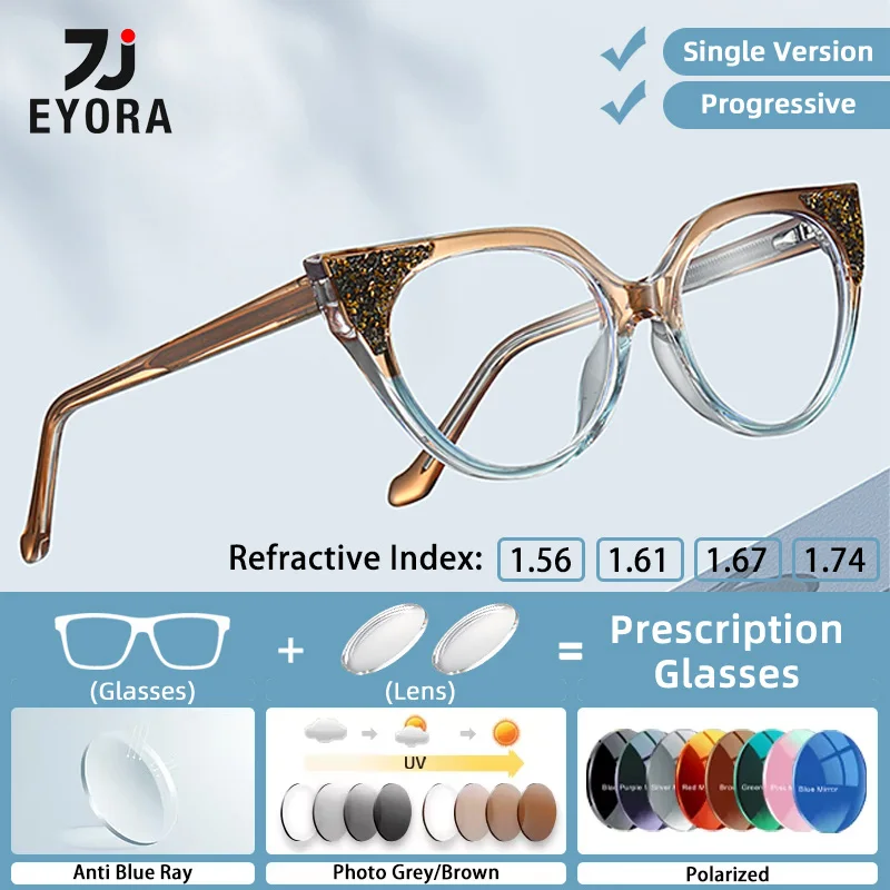 

EYORA Ins Currents Cat Eye Round Women Reading Glasses Myopia Eyewear Hyperopia Anti Blue Light Progressive Photochromic Eyewear