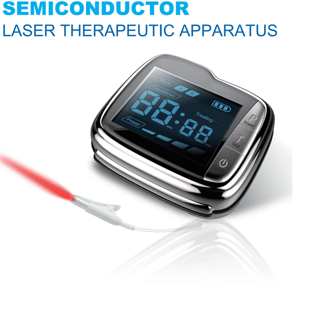 Semiconductor Medical Health Care Wrist Laser Blood Pressure Monitor Digital Blood Glucose Blood Purifier Watch for Home Use