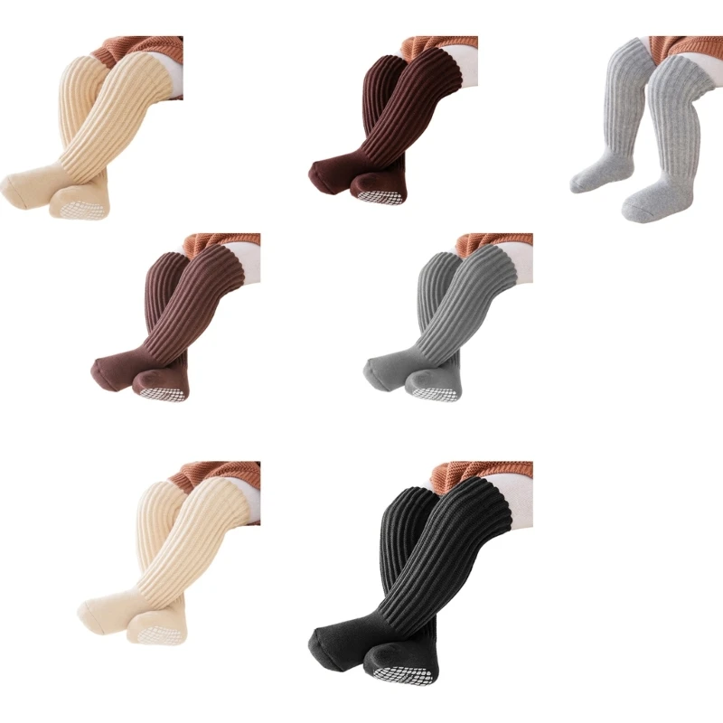 NoSlip Baby Floor Socks Rubber Soles Socks Breathable First Walkers Long Socks