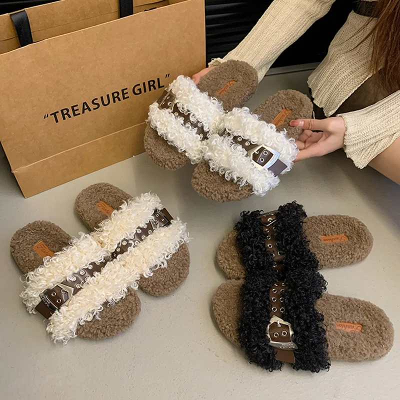 

Женские массажные шлепанцы, меховые тапки на платформе, плюшевые тапки для дома, тапки на платформе, модель 2024, 20