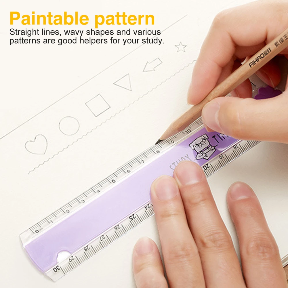 ไม้บรรทัดพลาสติกใสพับได้30ซม. 5ชิ้นขนาดกะทัดรัดทนทานสำหรับเด็กโรงเรียนเครื่องเขียนแบบเรขาคณิตปรับได้