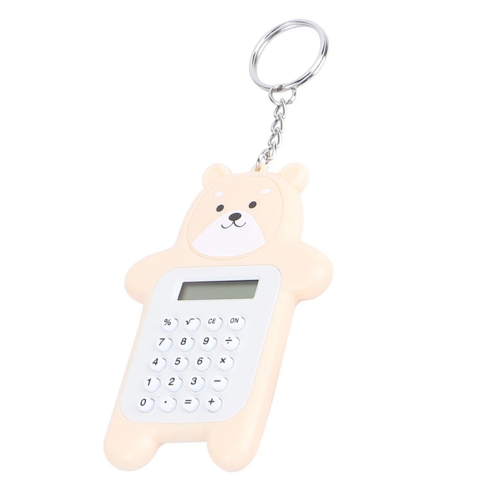 

Cute Bear Mini Calculator Keychain Lightweight Portable Basic Computing Device for Students School Supplies Office Organization