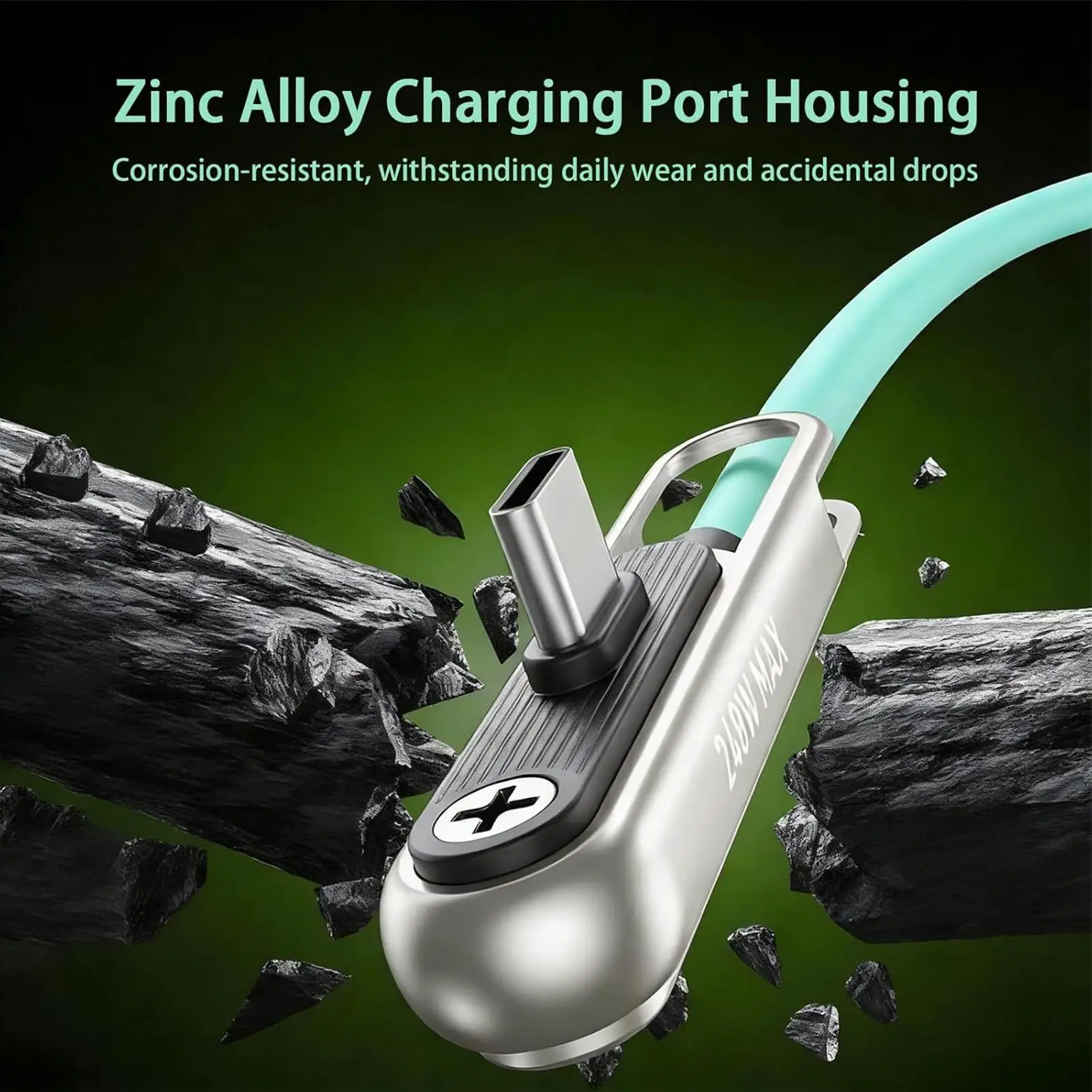 240W Fast Charging Cable Stand, Foldable 2-in-1 Double Head Data Cord with Invisible Holder, Portable Charger for Outdoor