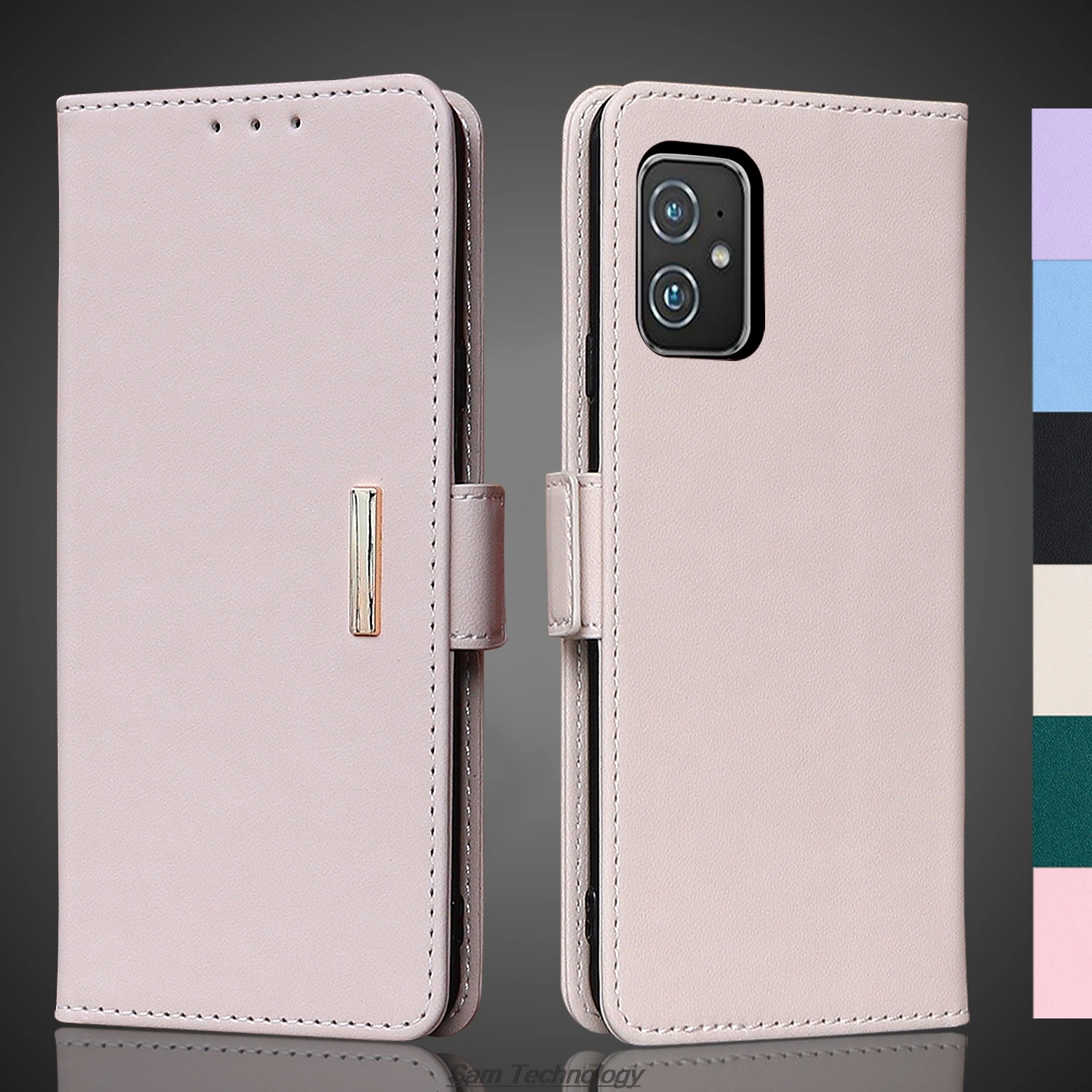 

Magnetic buckle Leather Case for ASUS Zenfone 8 Zenfone8 ZS590KS Wallet RFID BLOCKING Flip Cover female Simple Capa Fundas Coque