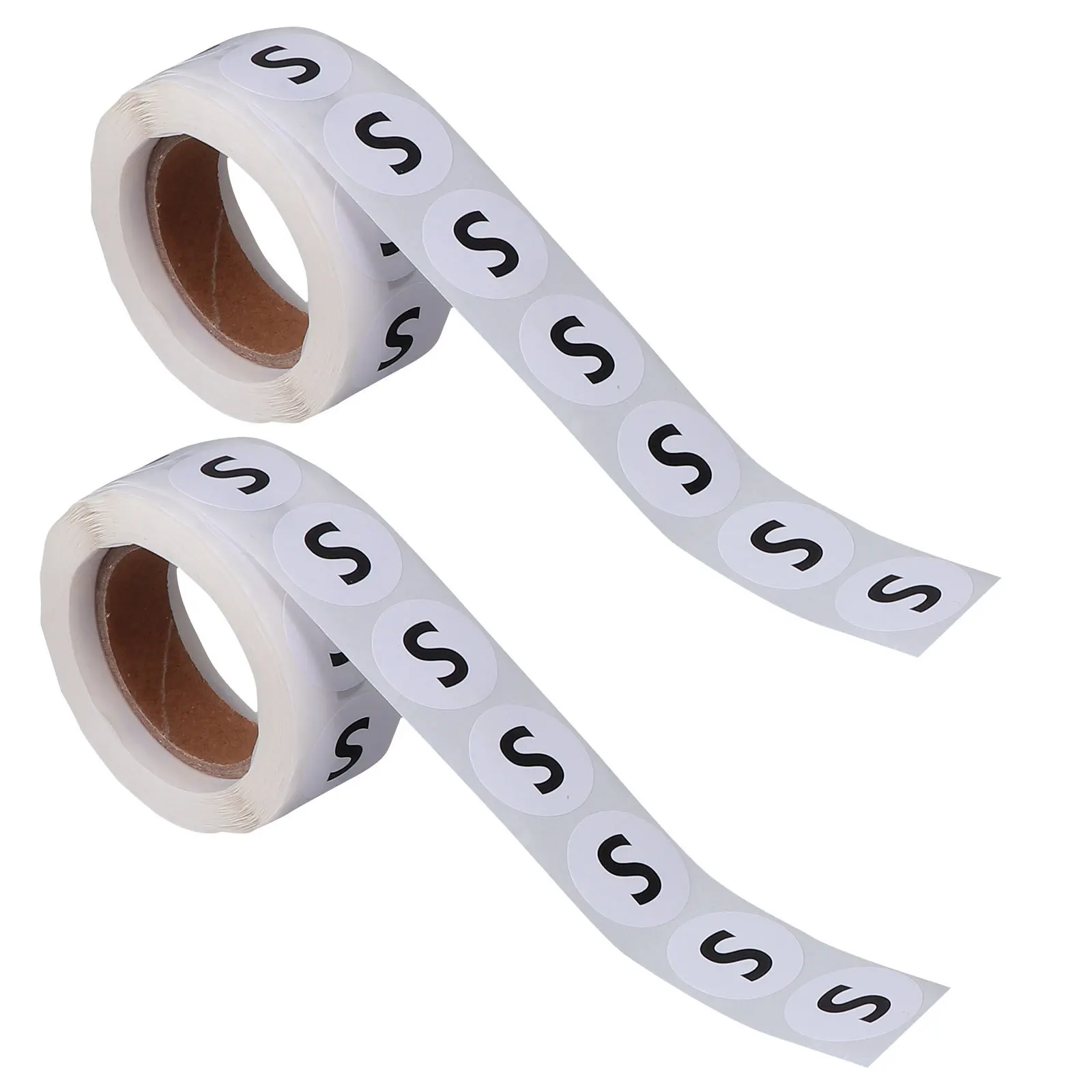 2 Roll Premium Clothing Size Stickers Self-Adhesive Multi-Functional Round Label for Gloves Hats Shirts Sweaters Coats