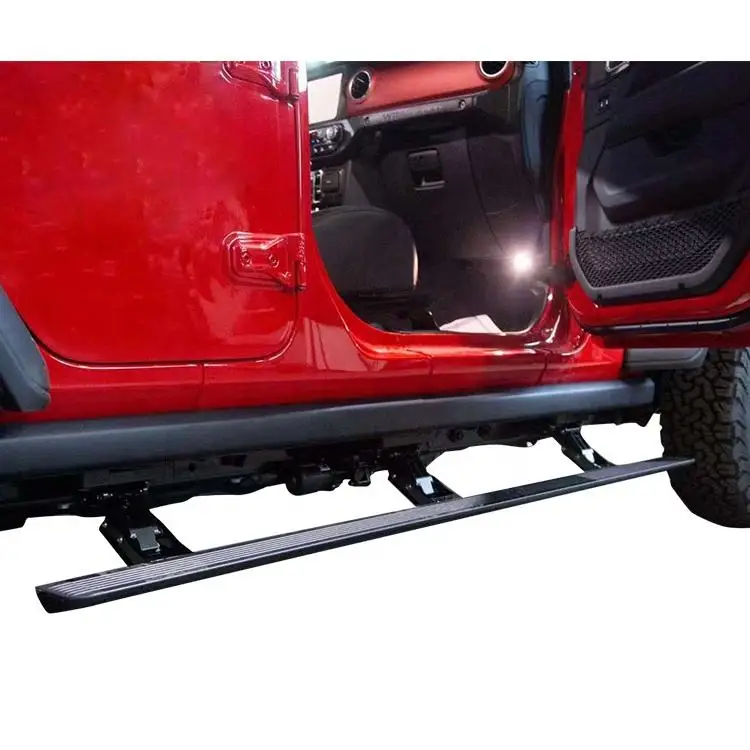 waterproof retractable electric side step running boards for Jeep wrangler 4 door 2008-2023 With Side Skirt 6 Bracket