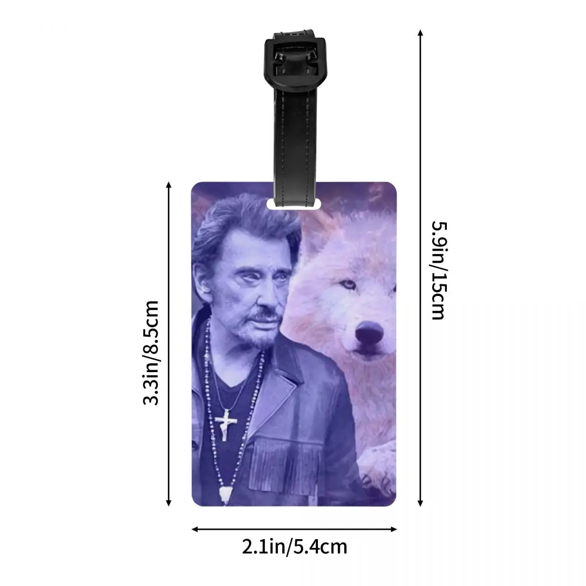 Custom Johnny Hallyday Luggage Tag With Name Card French Singer Rock Music Privacy Cover ID Label for Travel Bag Suitcase