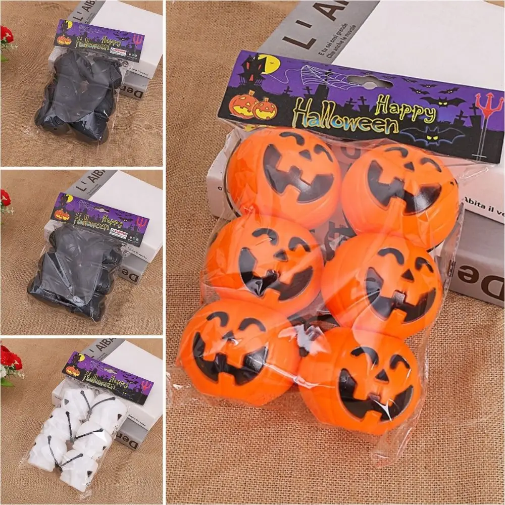 6pcs /set Candy Buckets Halloween Pumpkin Bucket Mini Pumpkin Bucket With Handle Halloween Plastic Costume Christmas Party